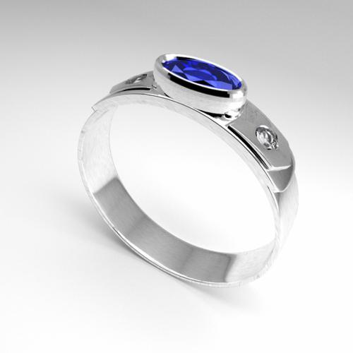 Silver graduation ring with blue stone preview image